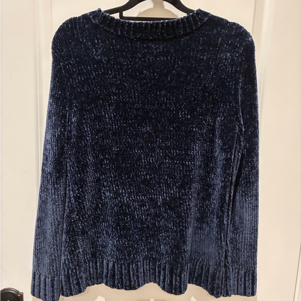 Classic Navy Chenille Crewneck Sweater - Women
